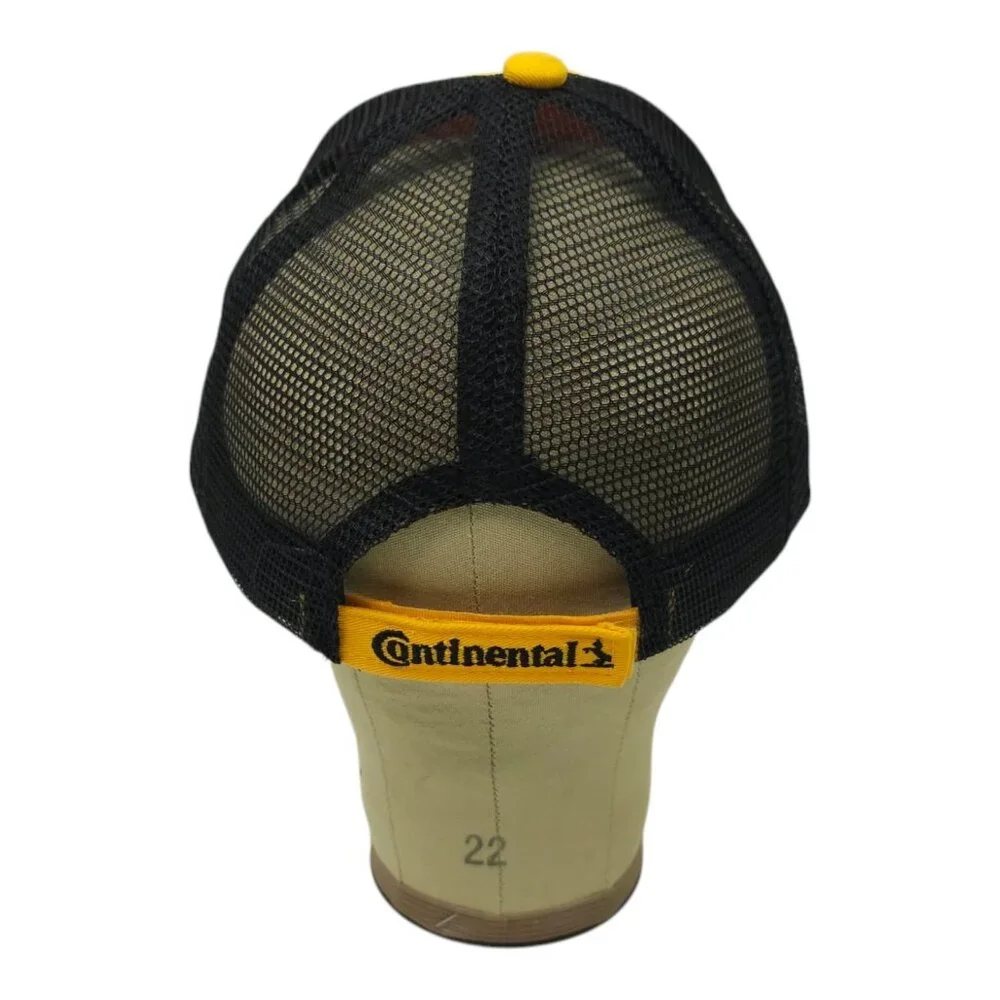 Continental Tire Rubberized Logo Mesh Strapback Cap Trucker Baseball Hat Yellow